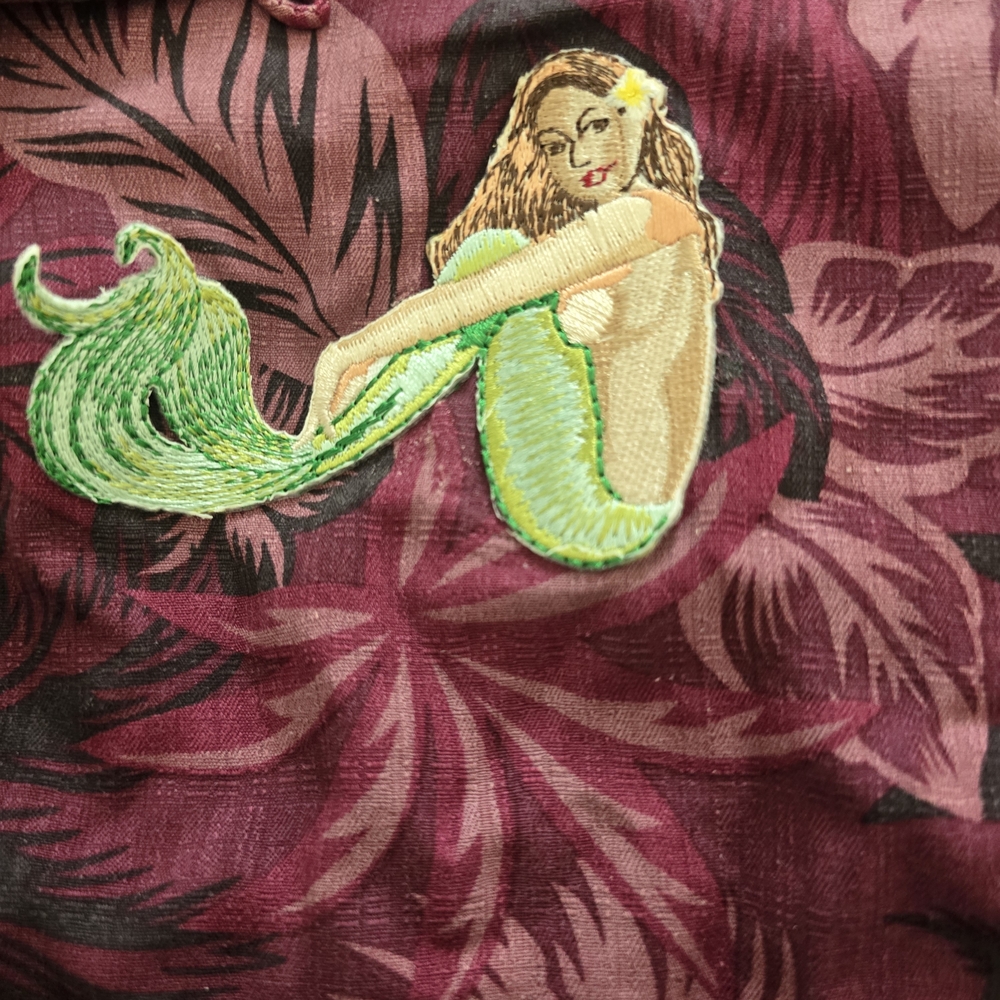 Tommy Bahama Burgundy and Lime Embroidered Shirt